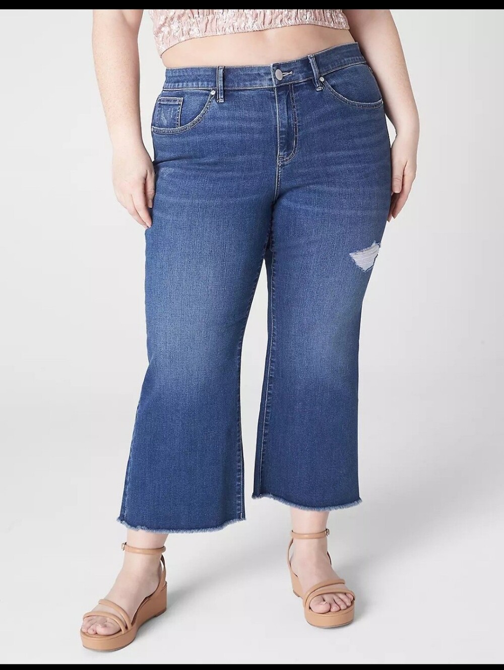 Lane Bryant Flex Magic Waistband Signature Fit Mid-Rise Cropped Flare Jeans Raw